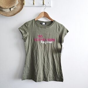NWT Self Esteem Y2K Graphic Tee “No Supervision Required” Olive Green Size Large